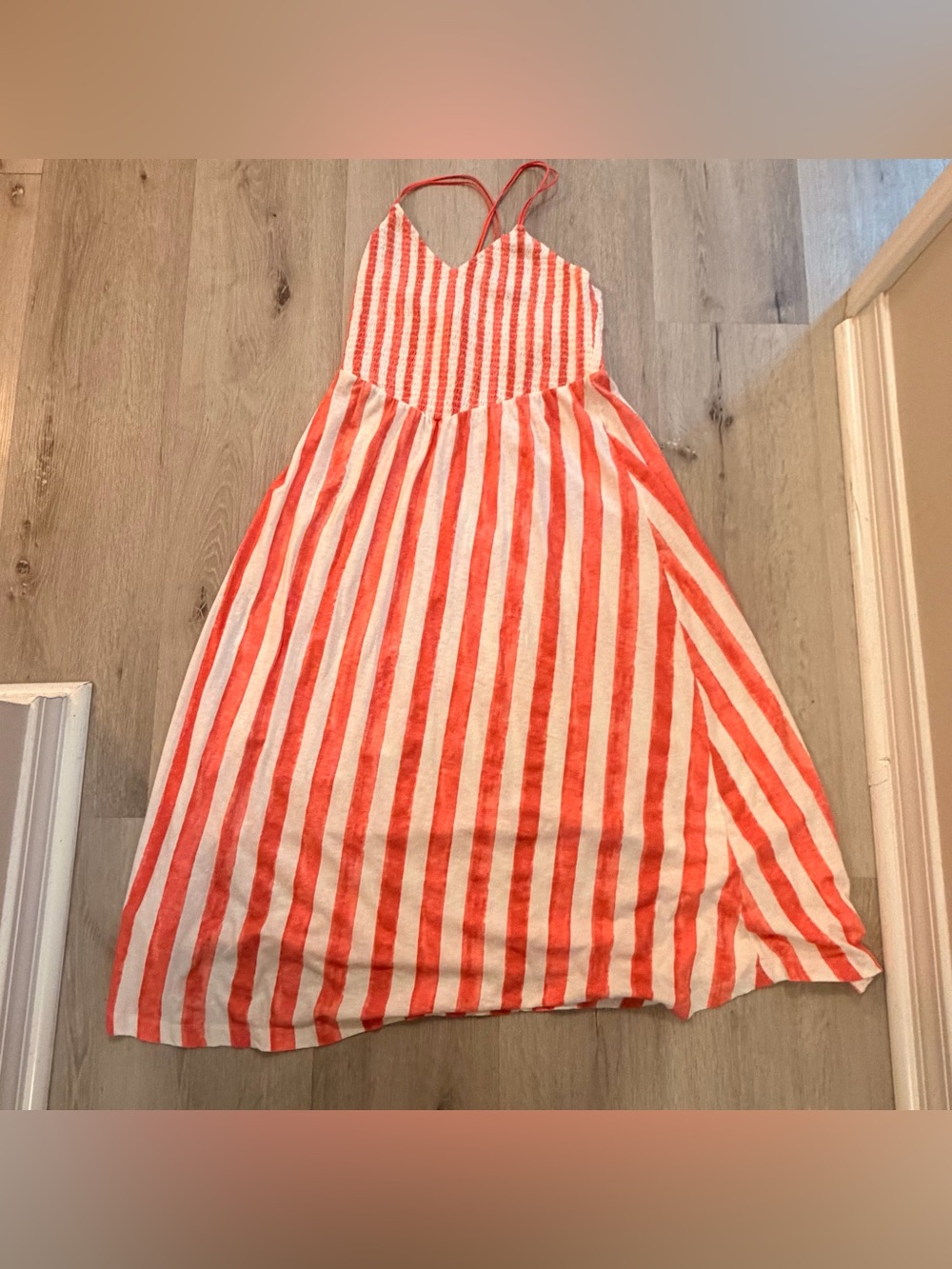 AE Sunchaser Smocked Maxi Dress – Pink Stripe